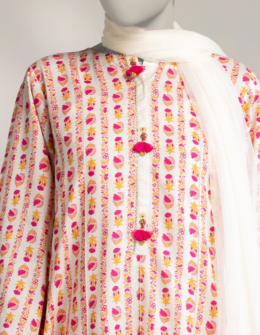BEIGE LINEN DIGITAL PRINTED 3PC STITCHED