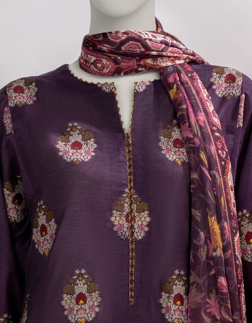 PURPLE JACQUARD DYED UNSTITCHED 3PC