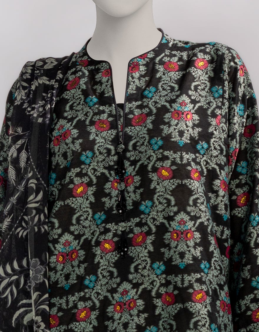 BLACK JACQUARD DYED UNSTITCHED 3PC