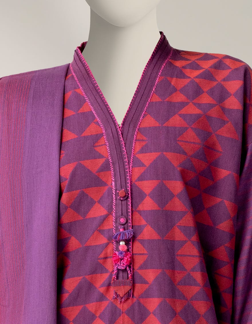 PURPLE JACQUARD DYED 3PC STITCHED
