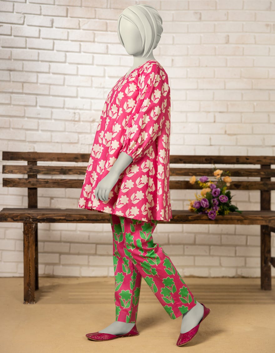 PINK LAWN PRINTED KURTA