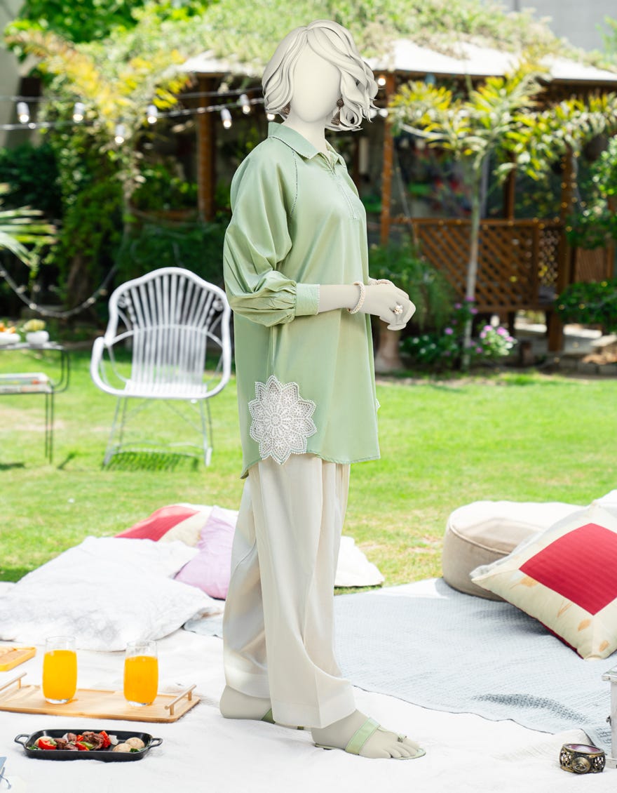 GREEN LAWN EMBROIDERED KURTA