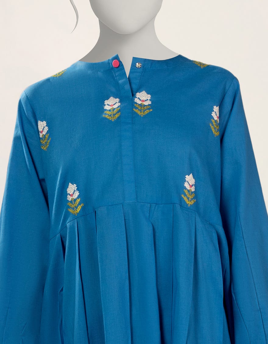 BLUE EMBROIDERED LAWN 2PC STITCHED