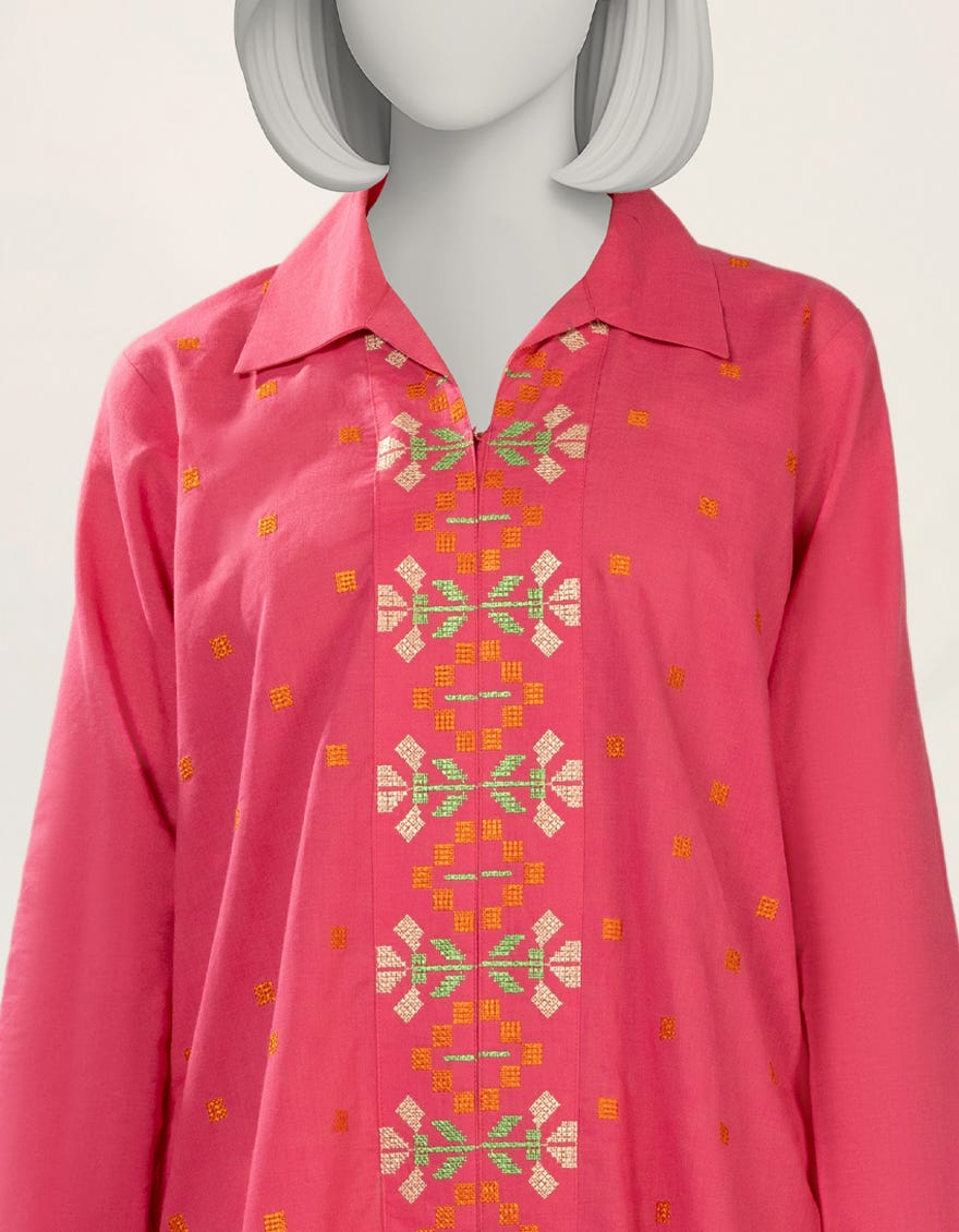 PINK EMBROIDERED LAWN 2PC STITCHED