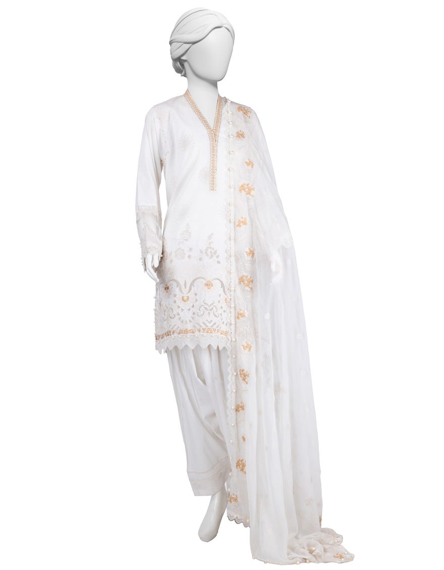 WHITE LAWN EMBROIDERED 3PC STITCHED | JLAWN-S-25-831
