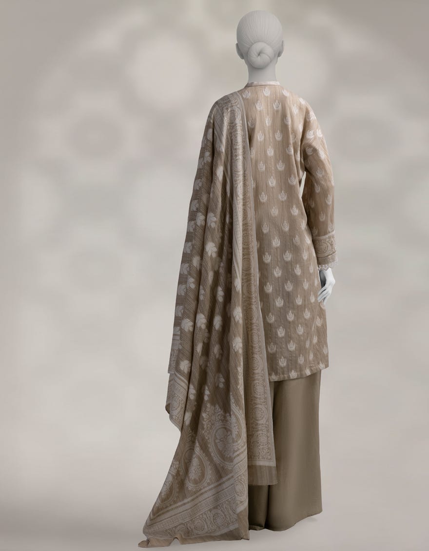 BEIGE JACQUARD DYED UNSTITCHED 3PC