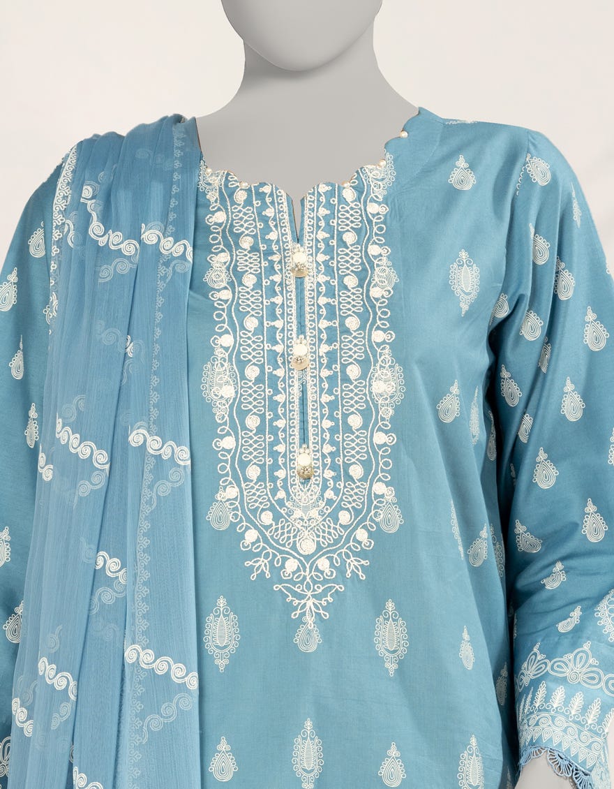 BLUE EMBROIDERED LIMINAL 3PC STITCHED