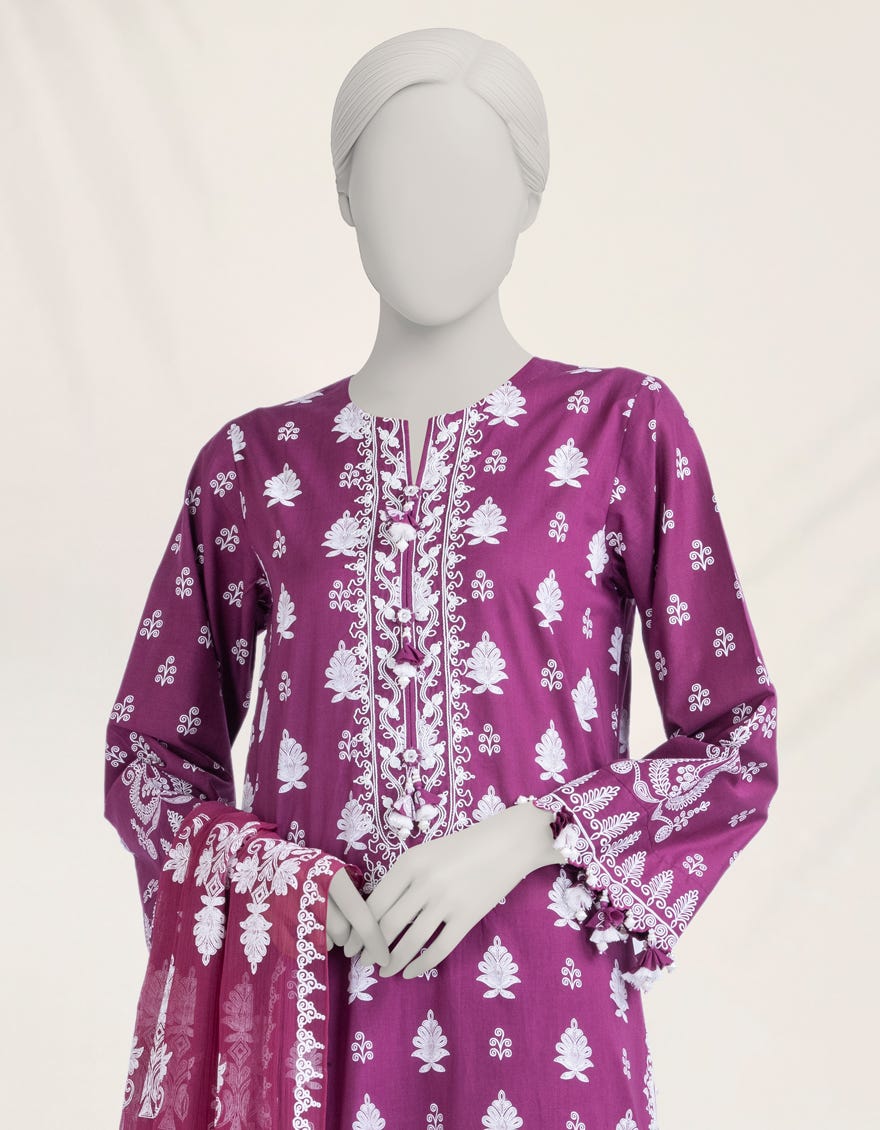 PURPLE EMBROIDERED LIMINAL UNSTITCHED 3PC