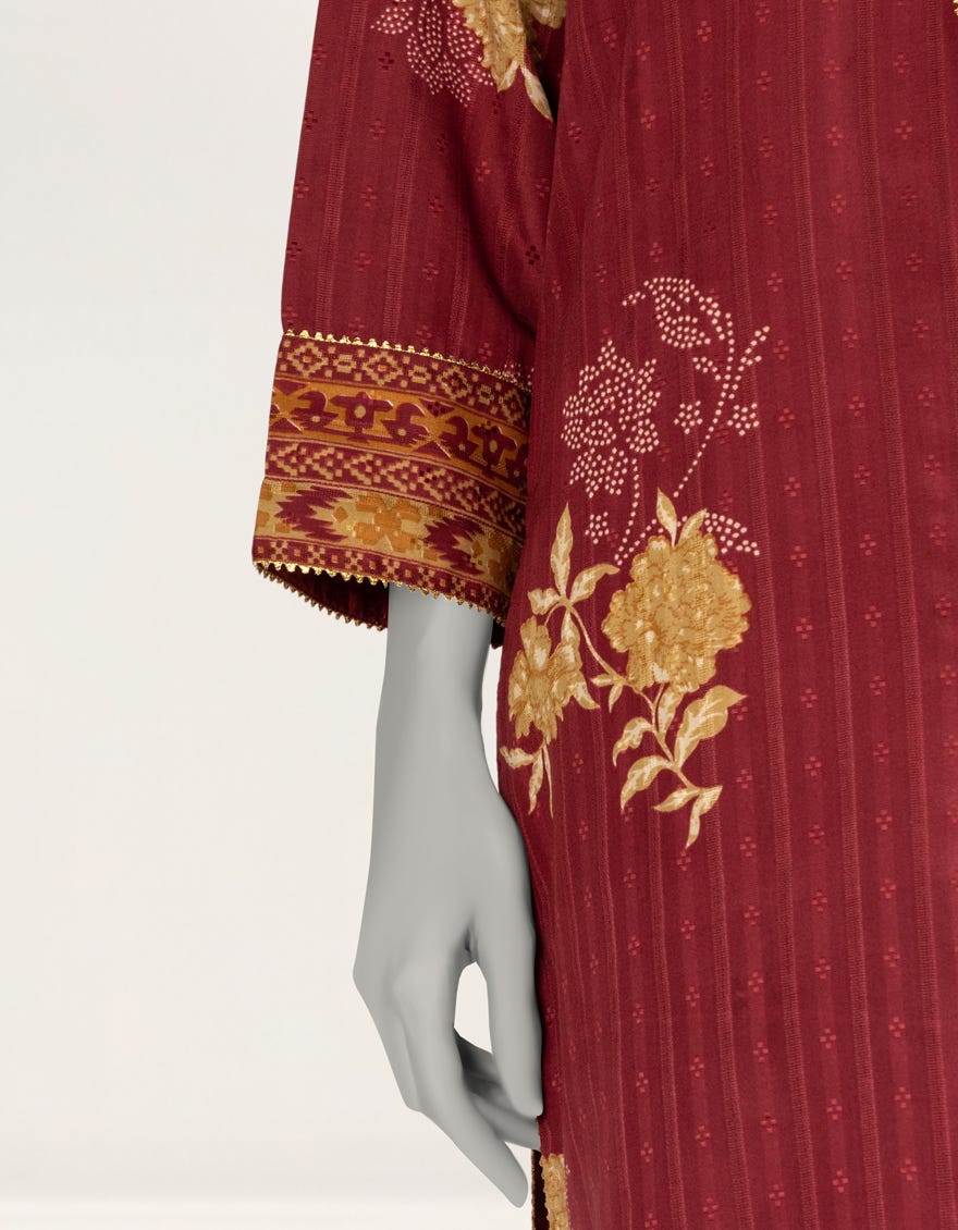 MAROON DIGITAL PRINTED DORIA 3PC STITCHED