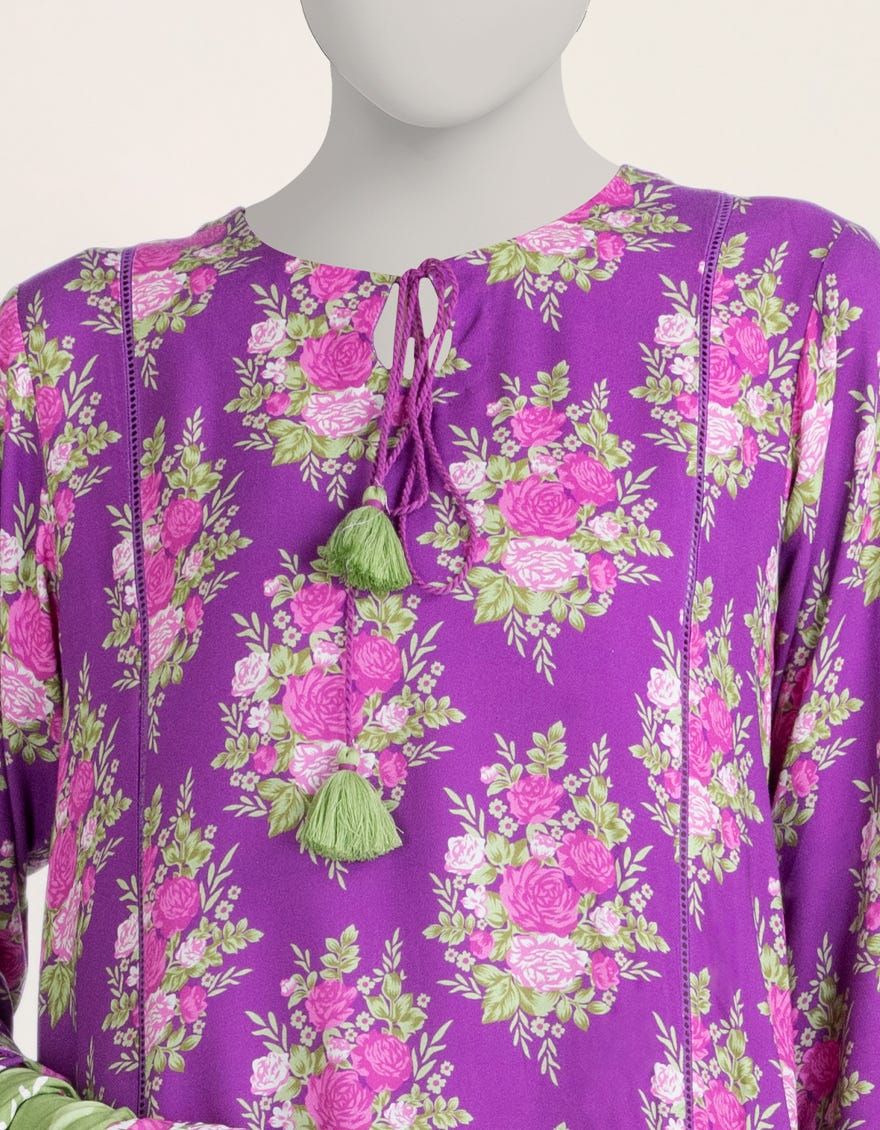 PURPLE DIGITAL PRINTED LINEN UNSTITCHED 3PC