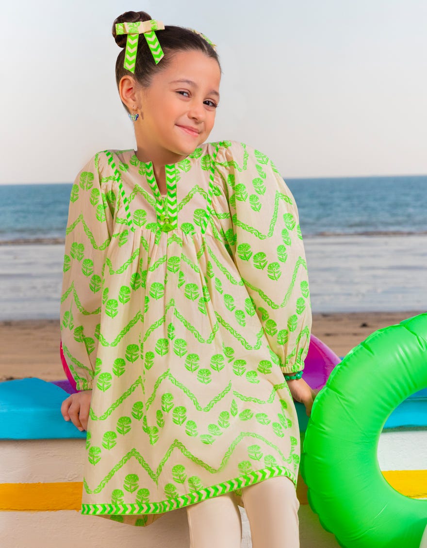 OFF WHITE LAWN PRINTED KURTA
