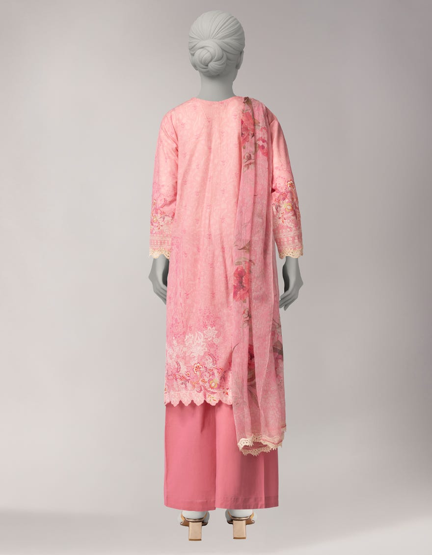 PINK LAWN EMBROIDERED UNSTITCHED 3PC