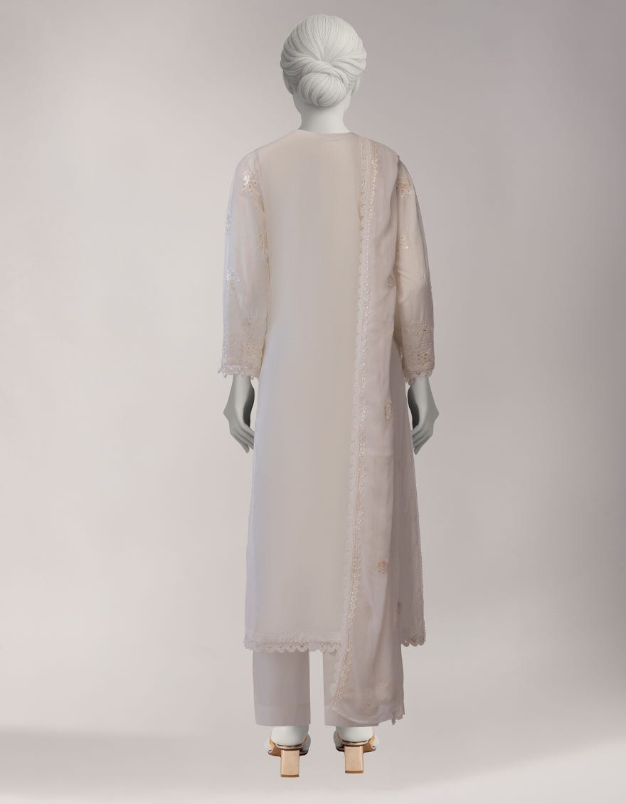 WHITE LAWN EMBROIDERED UNSTITCHED 3PC