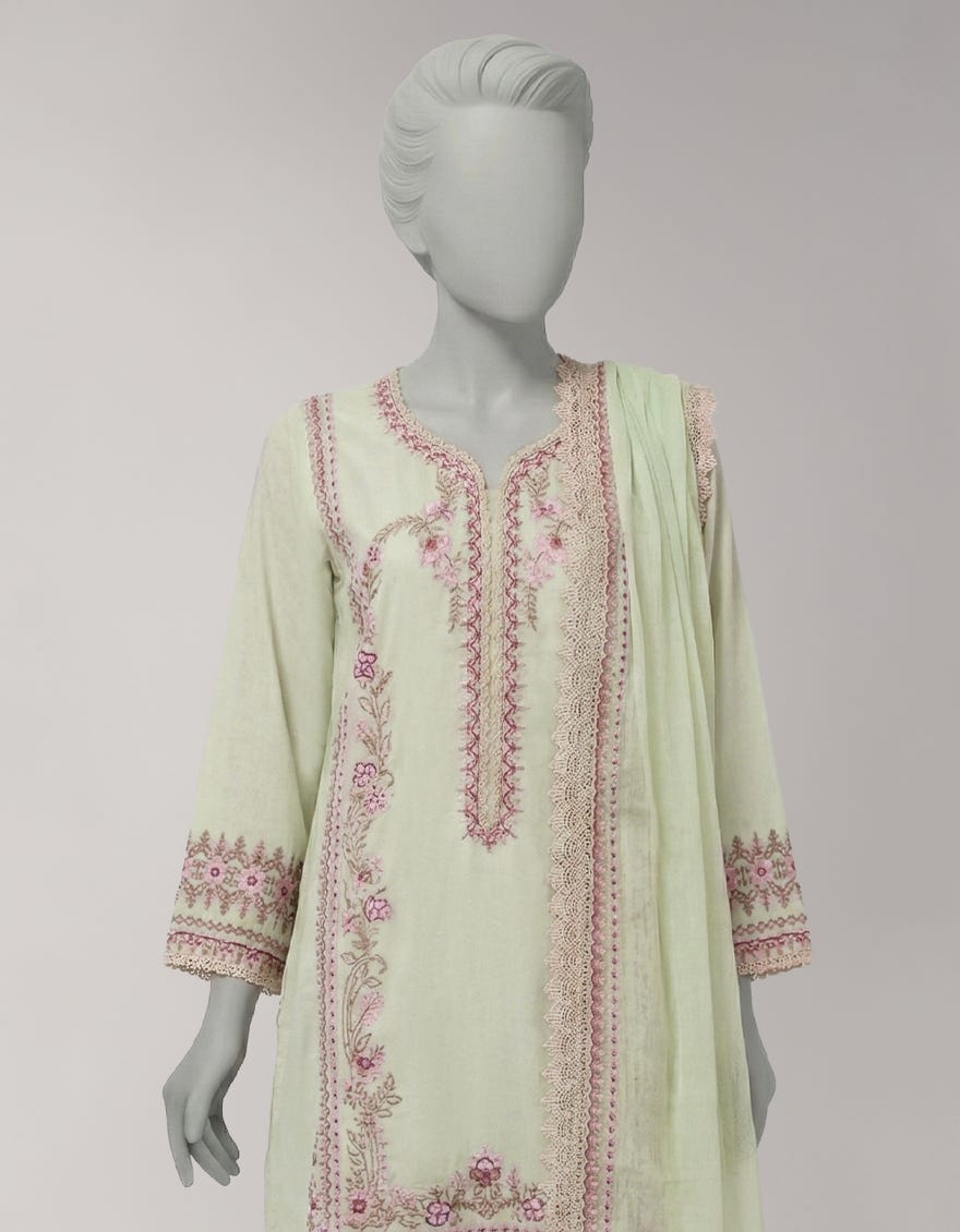 GREEN LAWN EMBROIDERED STITCHED 3PC