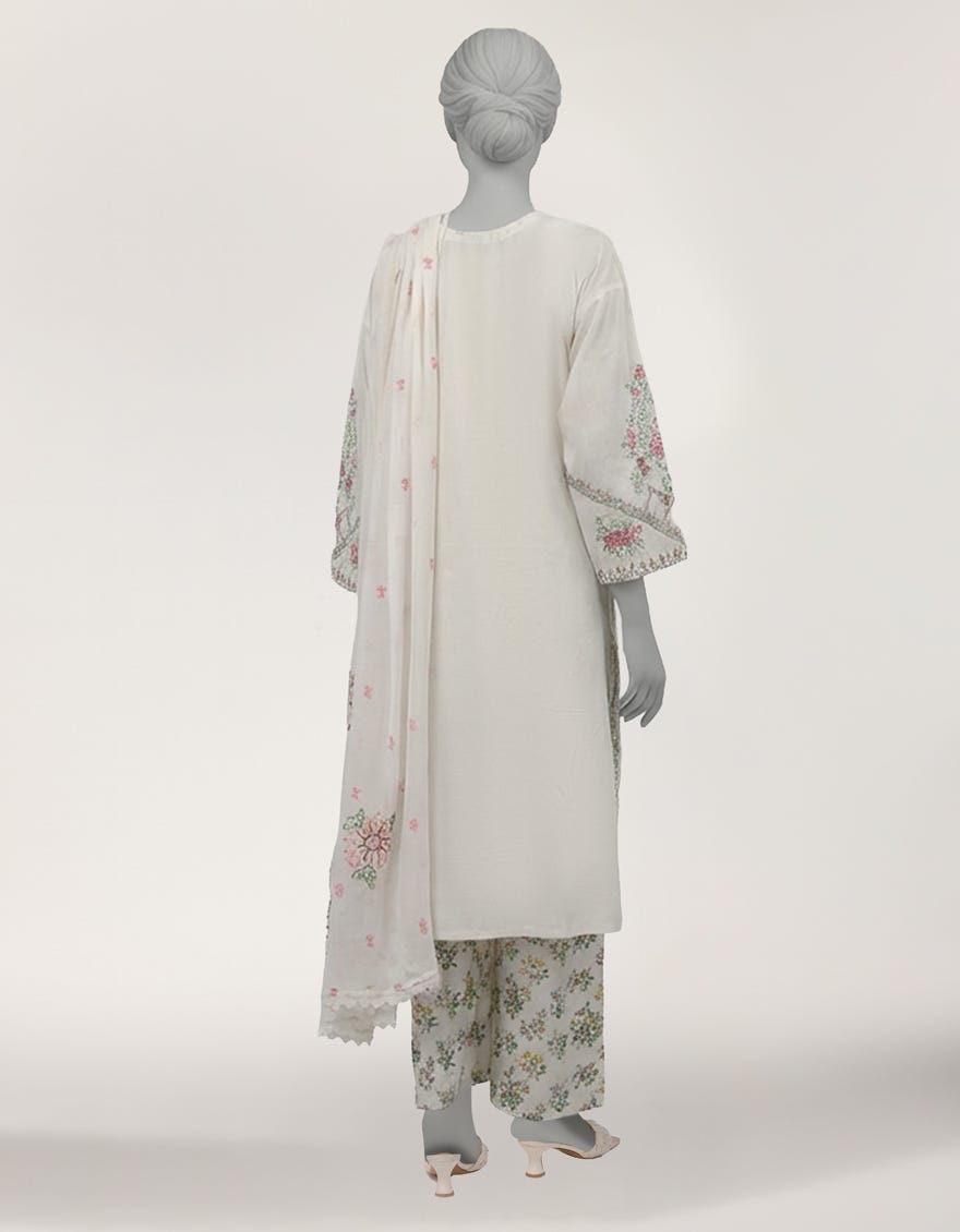 OFF WHITE LAWN EMBROIDERED UNSTITCHED 3PC