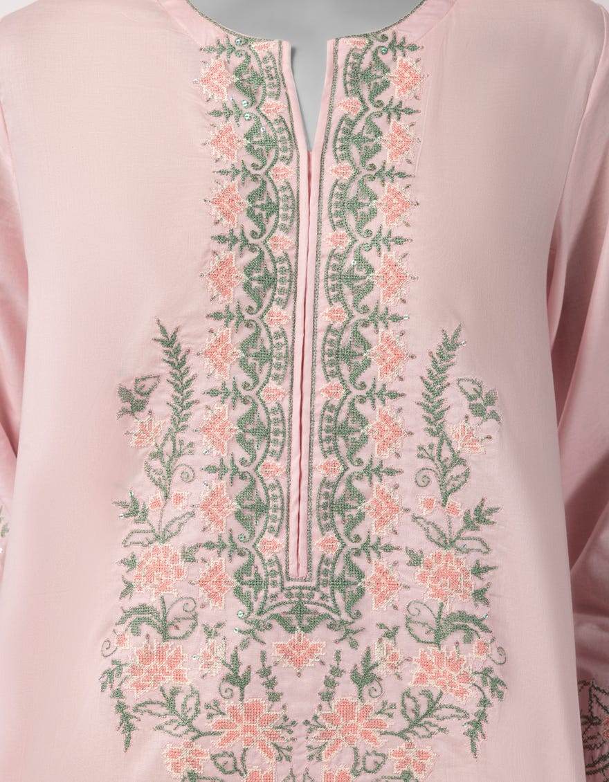PINK LAWN EMBROIDERED UNSTITCHED 3PC