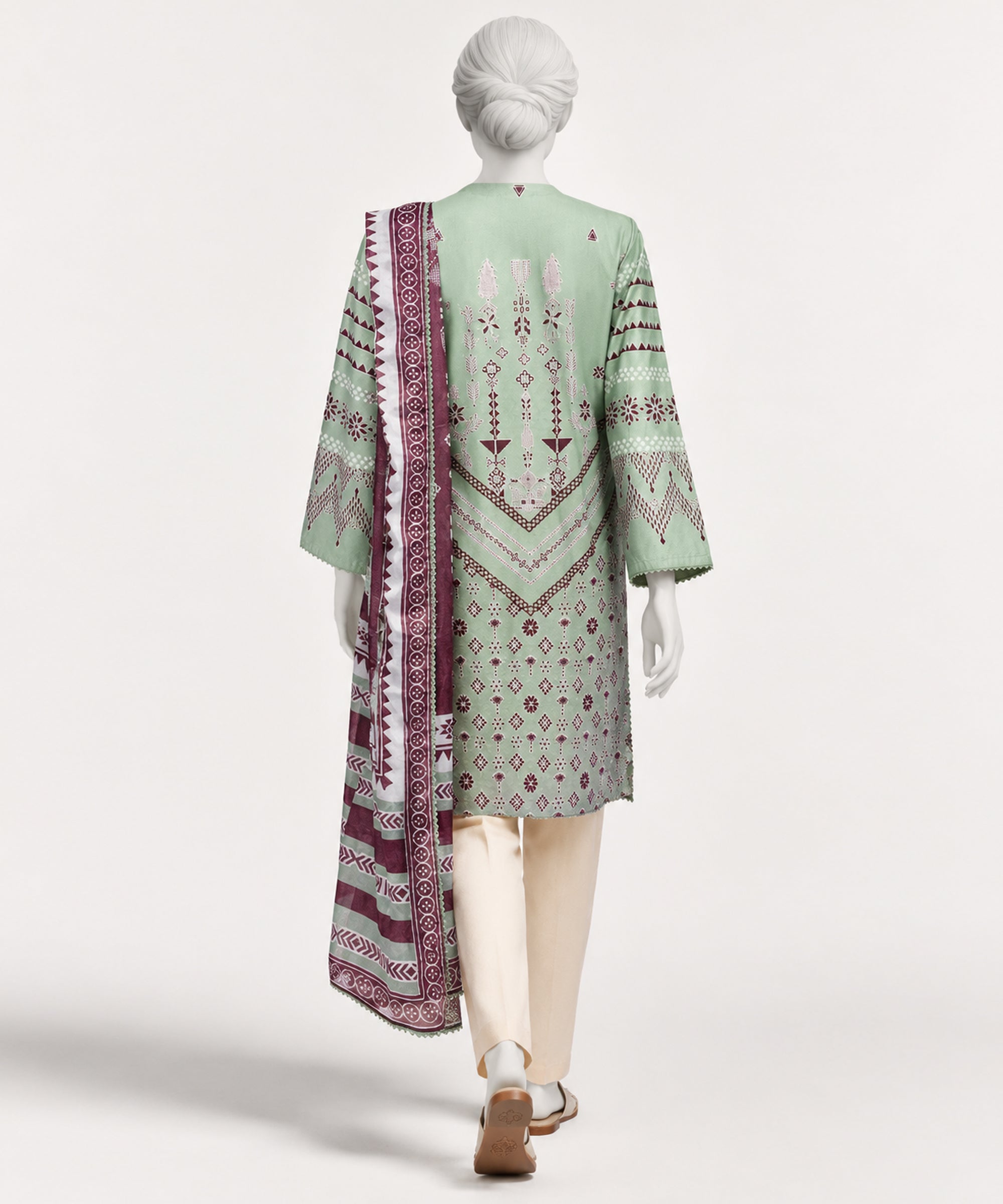 Green Lawn Embroidered Stitched 2Pc