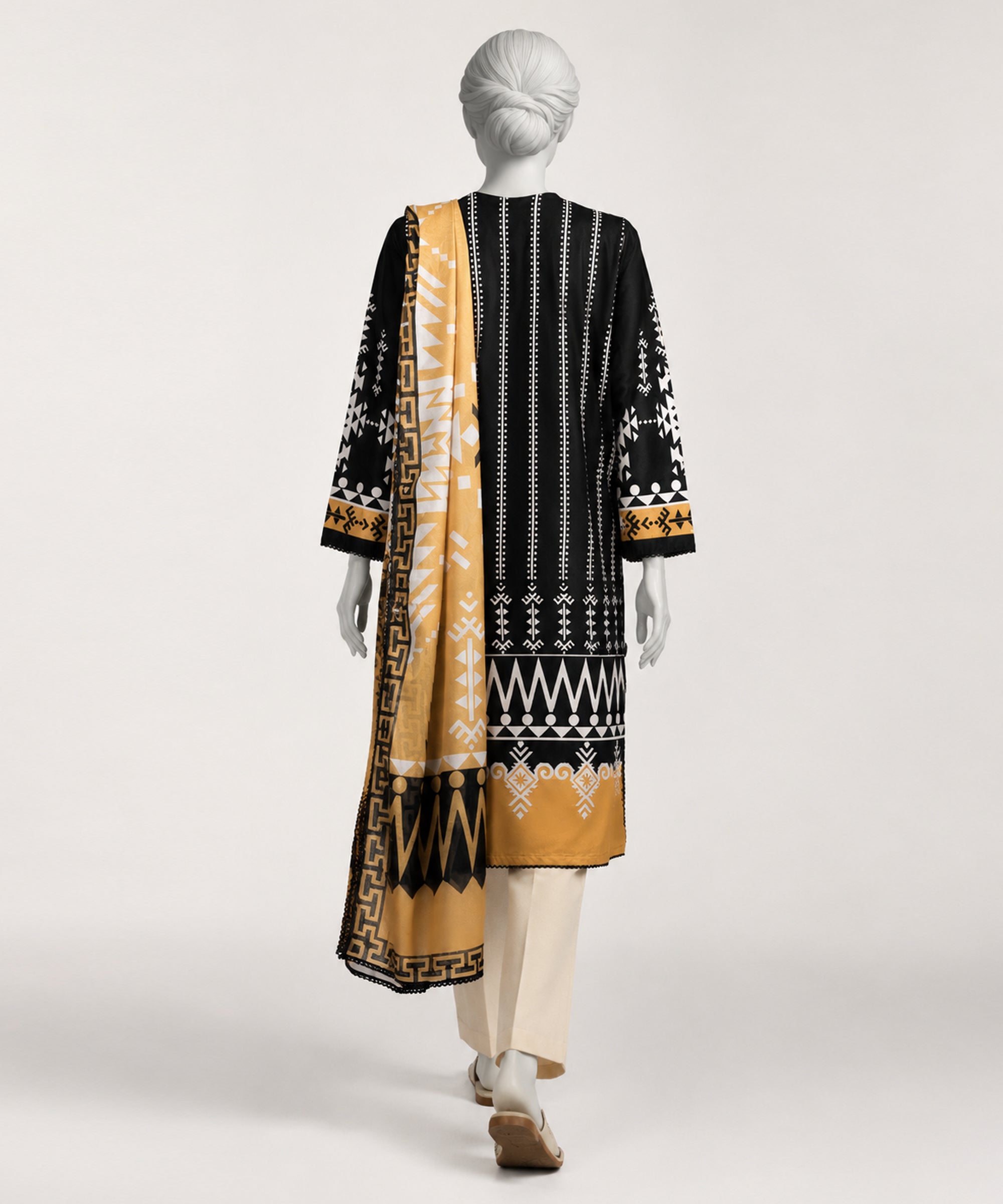 Black Lawn Embroidered Stitched 2Pc