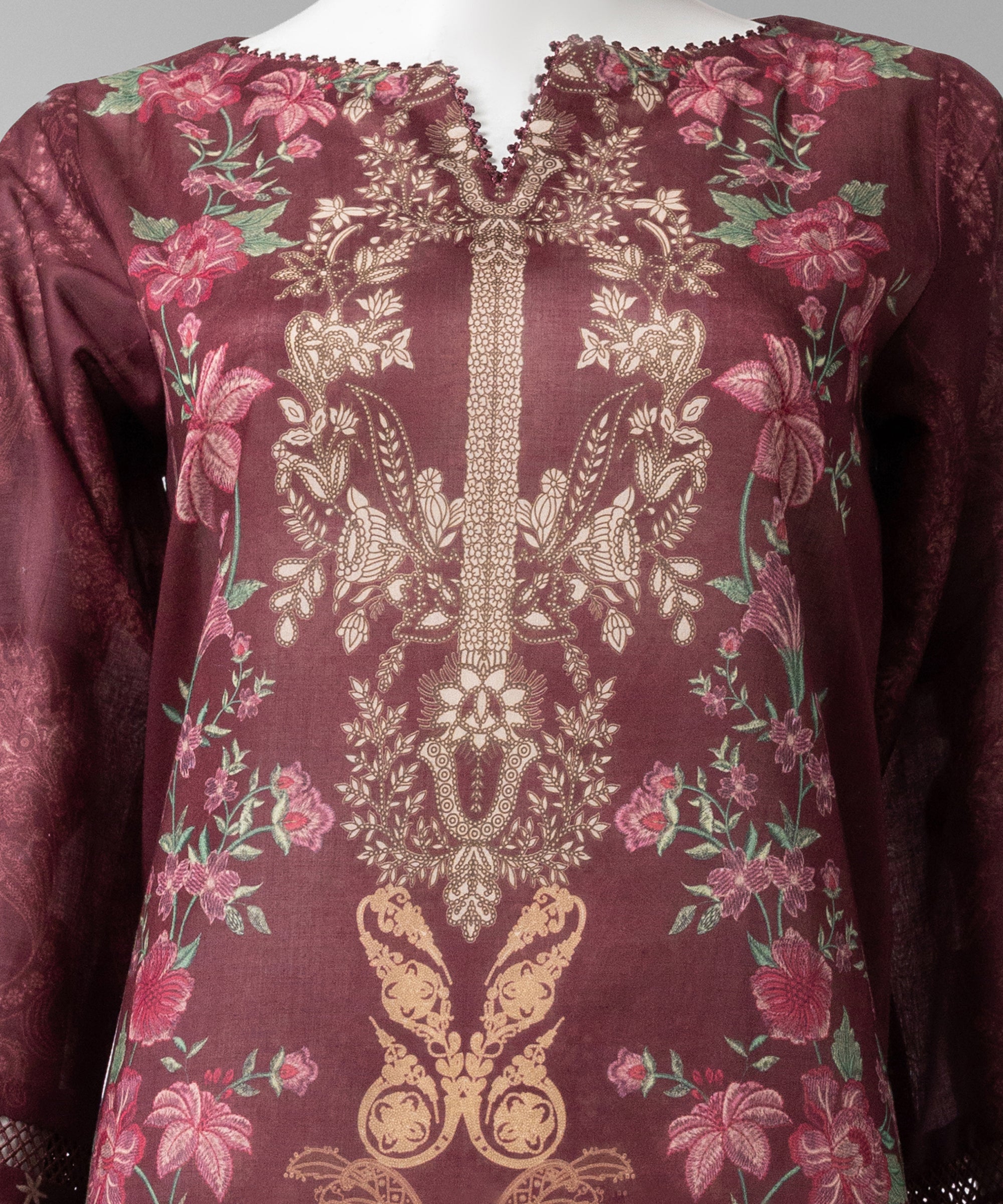 Maroon Digital Printed Liminal Unstitched 2Pc
