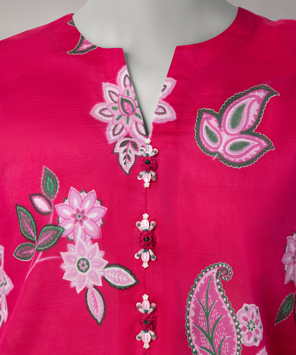 Pink Printed Slub Lawn Unstitched 2Pc