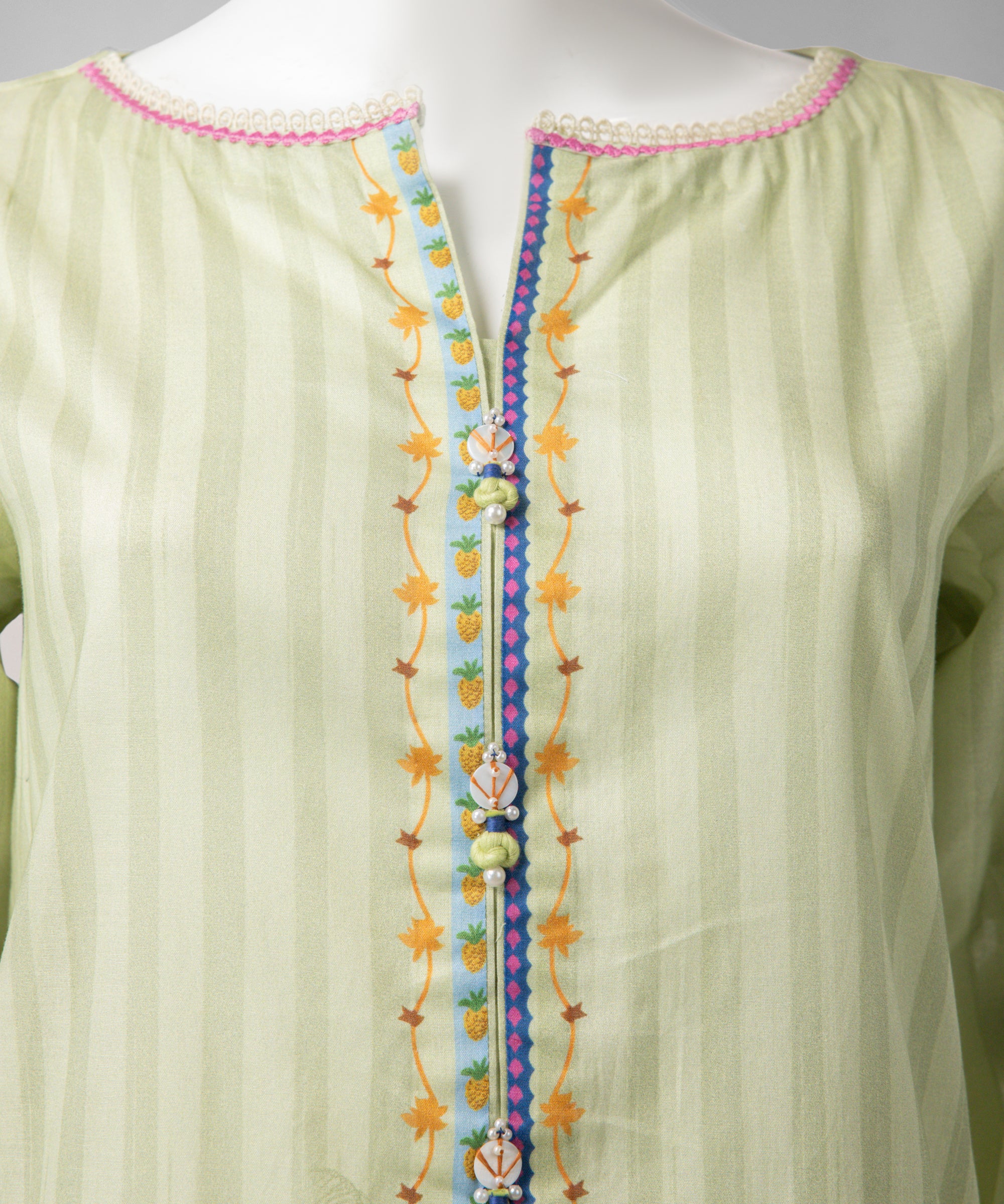 Green Embroidered Liminal Unstitched 2Pc