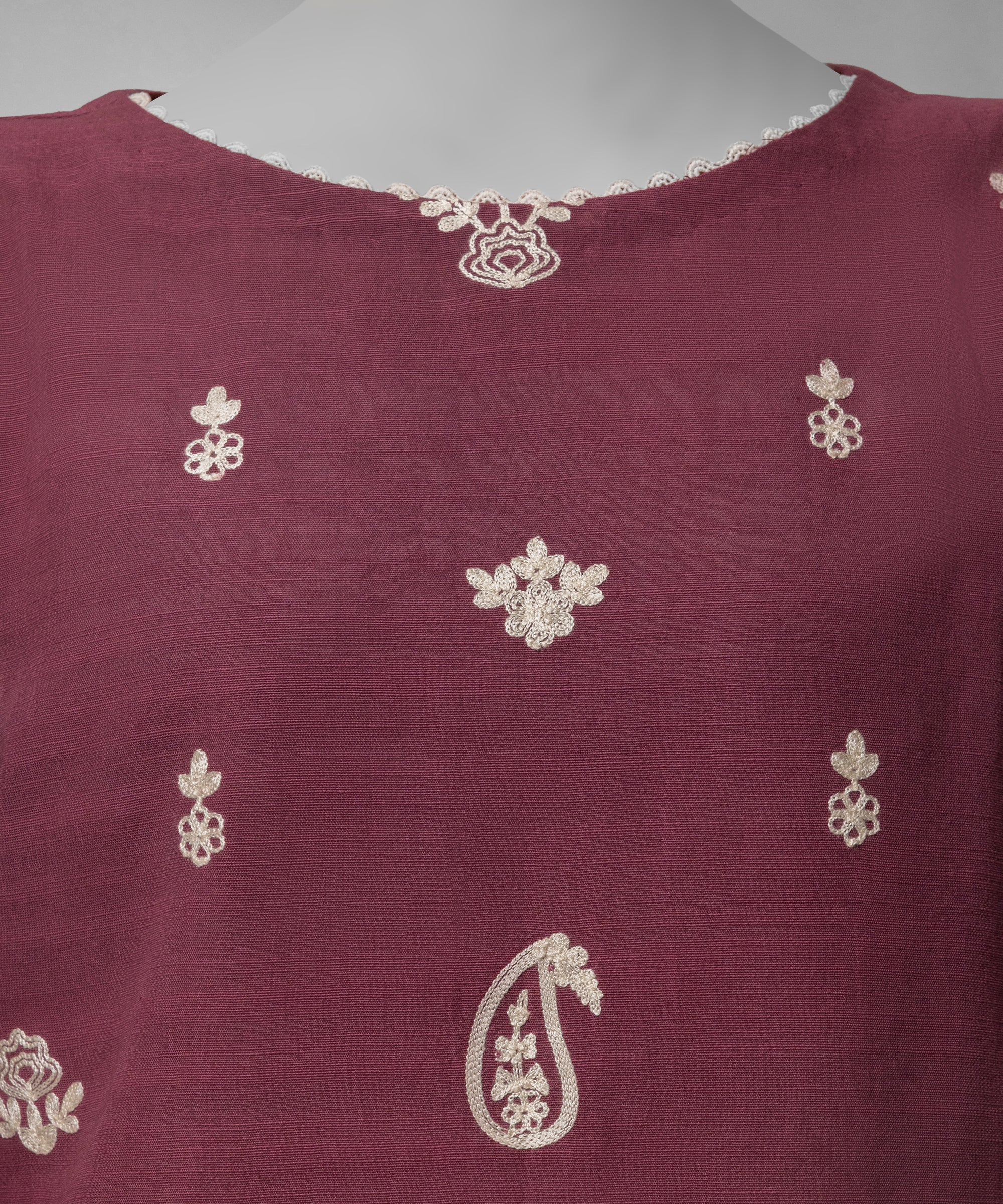 Light Maroon Embroidered Light Khaddar Unstitched 2Pc
