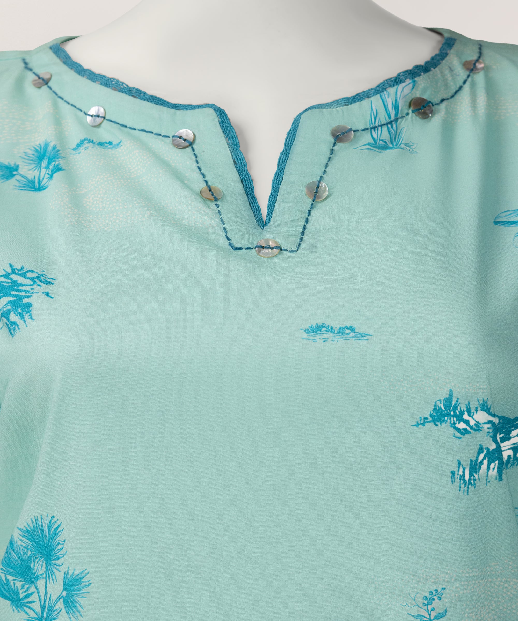 Sea Green Lawn Digital Printed Co-Ord Set