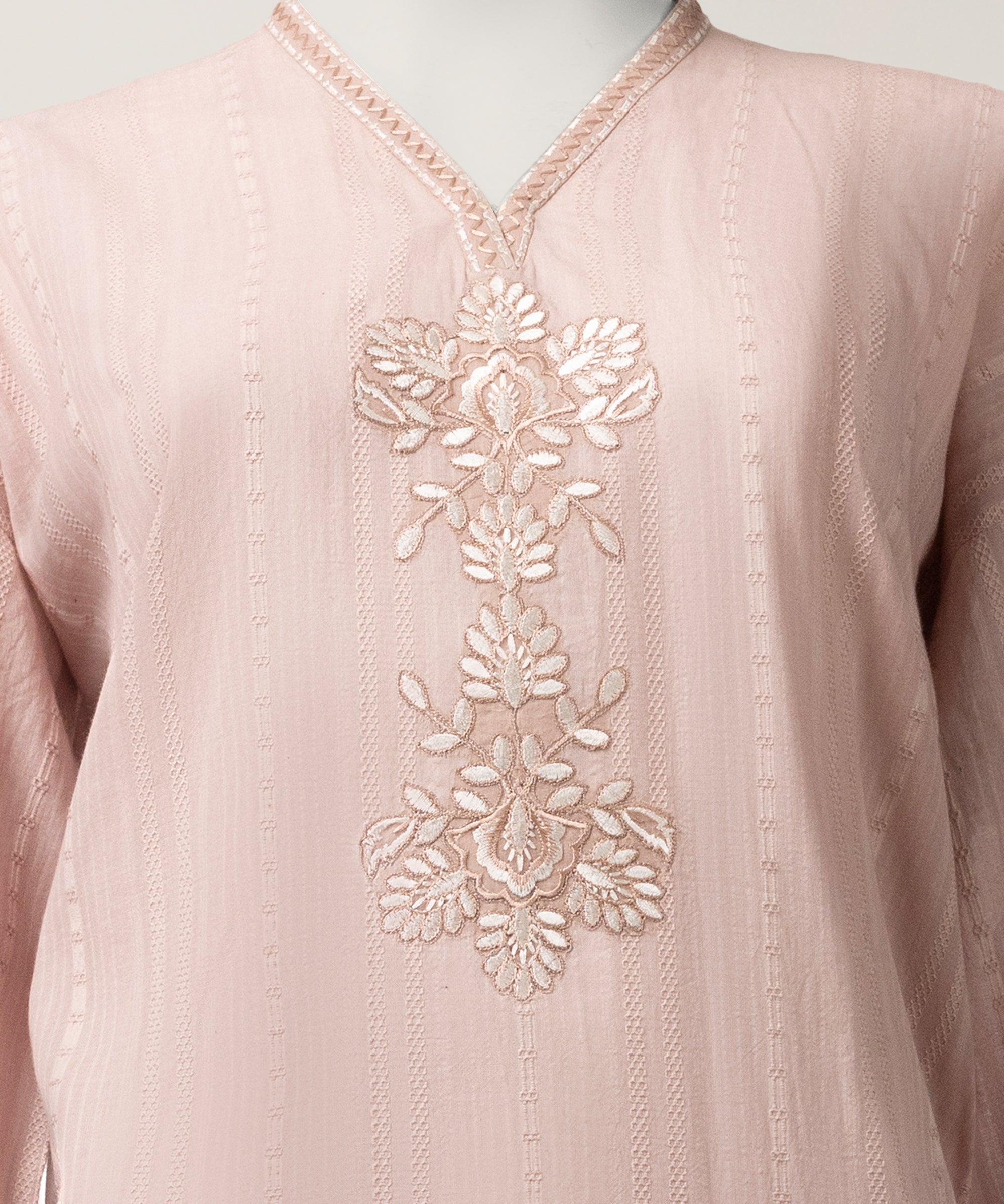 Pink Jacquard Embroidered Co Ord Set