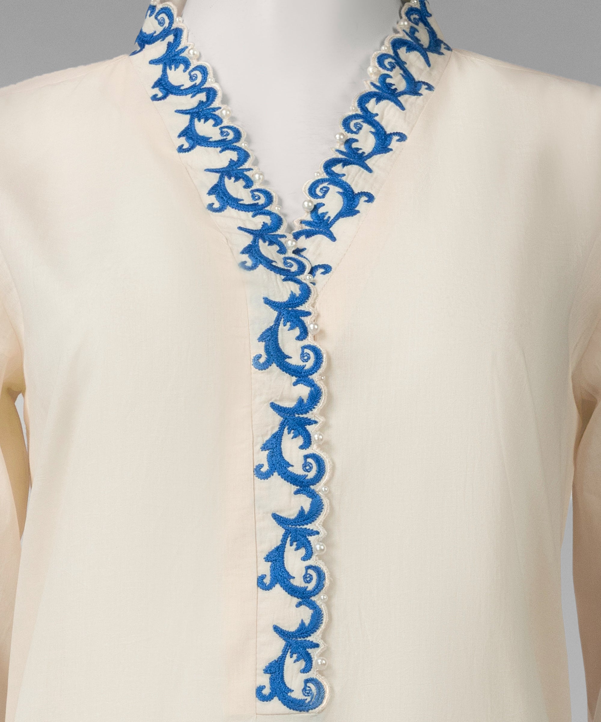 Off White Embroidered Cambric Unstitched 2Pc