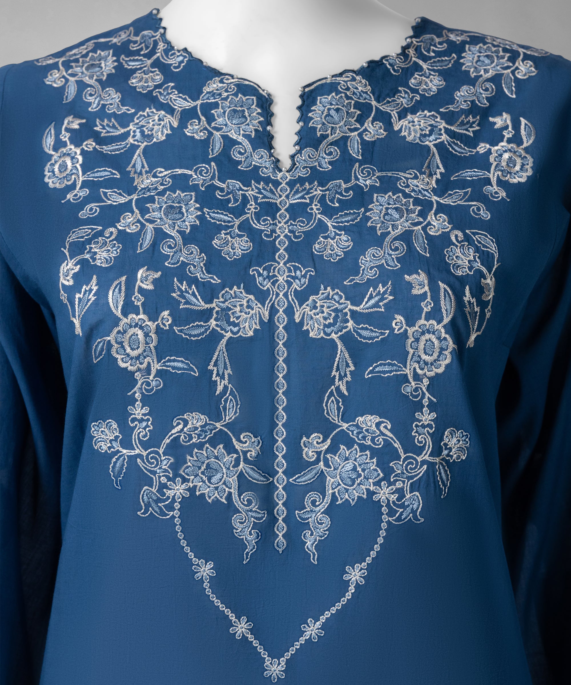 Blue Embroidered Cambric Unstitched 2Pc
