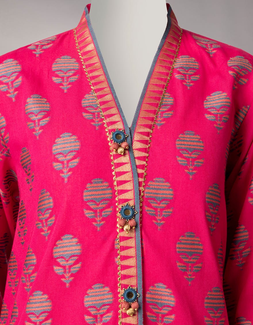 PINK JACQUARD DYED UNSTITCHED 3PC