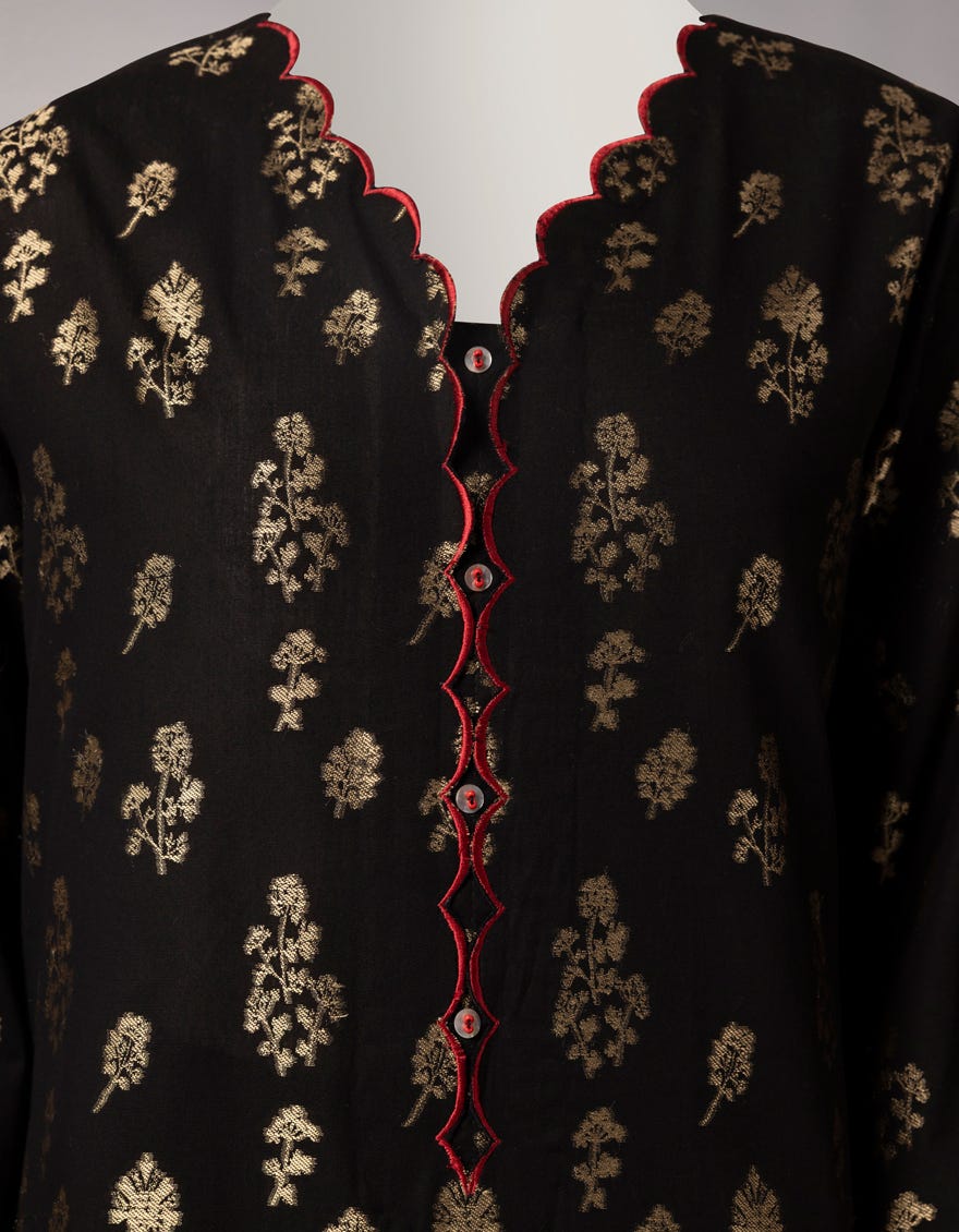 BLACK JACQUARD DYED UNSTITCHED 3PC