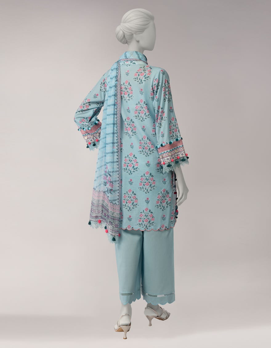 BLUE LAWN EMBROIDERED UNSTITCHED 3PC
