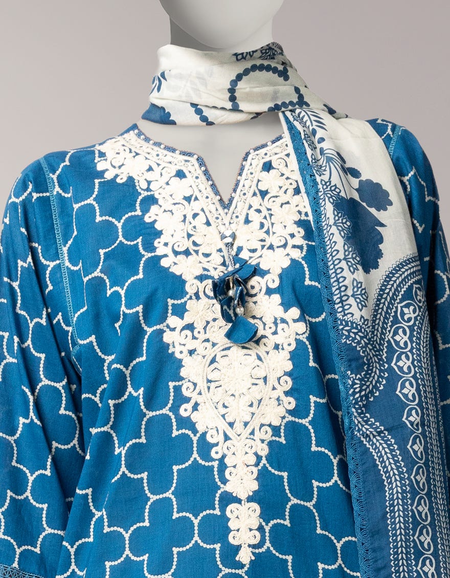 BLUE LAWN EMBROIDERED WOMEN UNSTITCHED 3PC