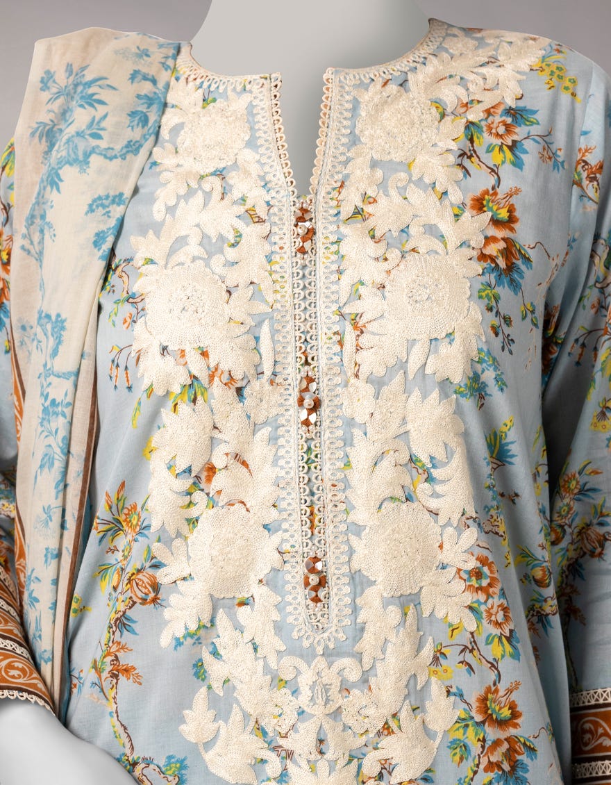 MULTICOLOR LAWN EMBROIDERED UNSTITCHED 3PC