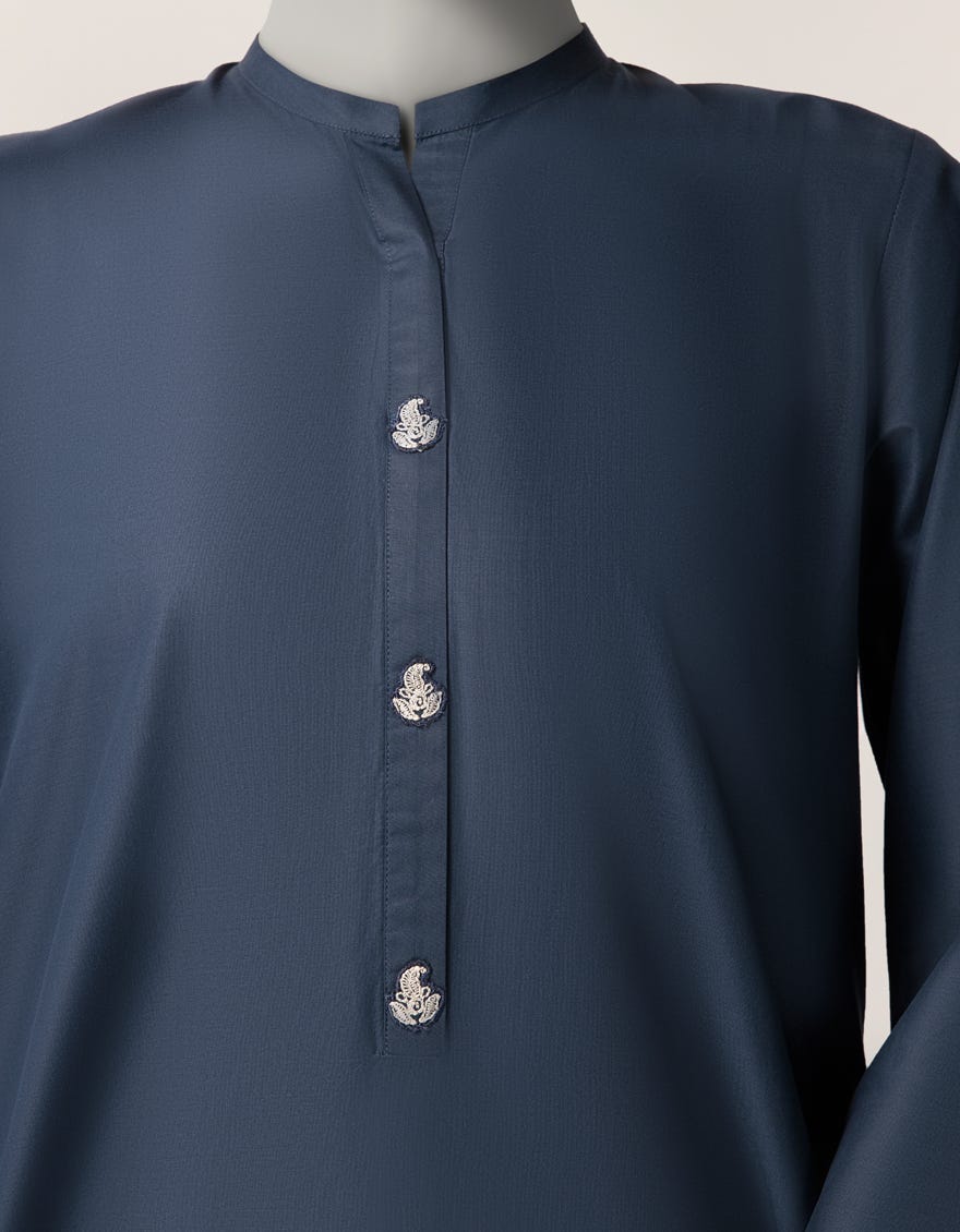 BLUE LAWN EMBROIDERED STITCHED 3PC