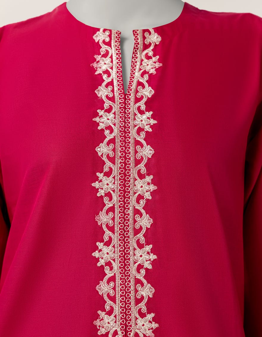 PINK LAWN EMBROIDERED STITCHED 3PC