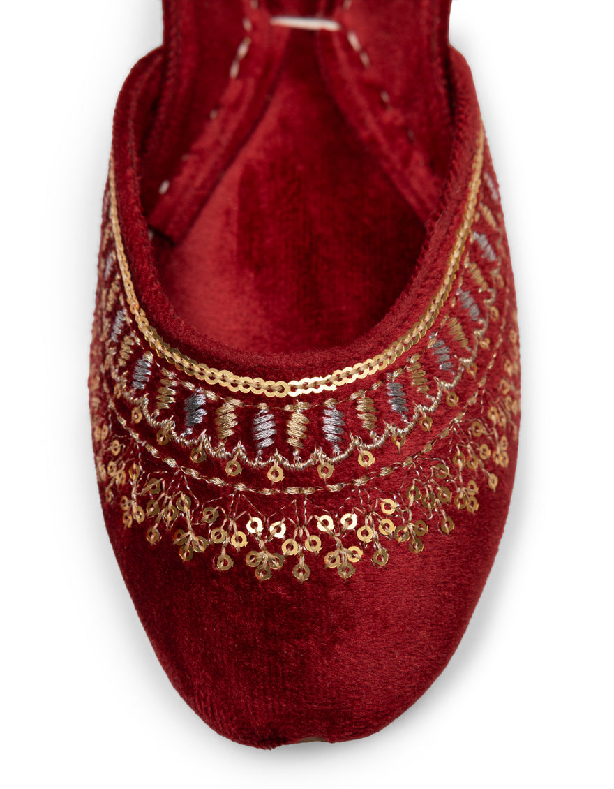 Burgundy Suede Khussa