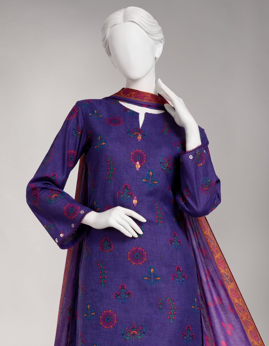 MULTICOLOR LAWN PRINTED UNSTITCHED 3PC