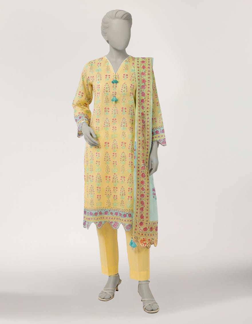 MULTICOLOR LAWN PRINTED UNSTITCHED 3PC