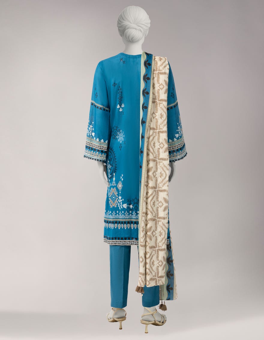 MULTICOLOR LAWN EMBROIDERED UNSTITCHED 3PC