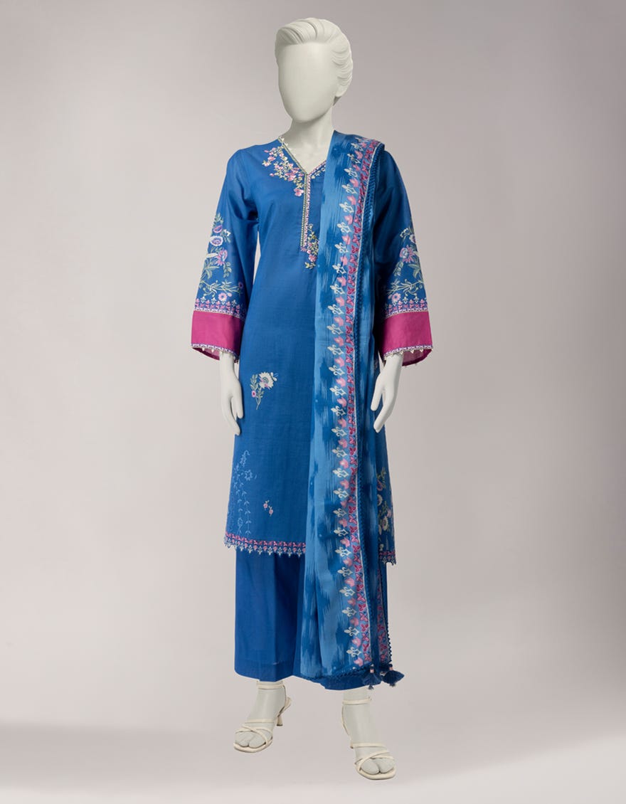 MULTICOLOR LAWN EMBROIDERED UNSTITCHED 3PC