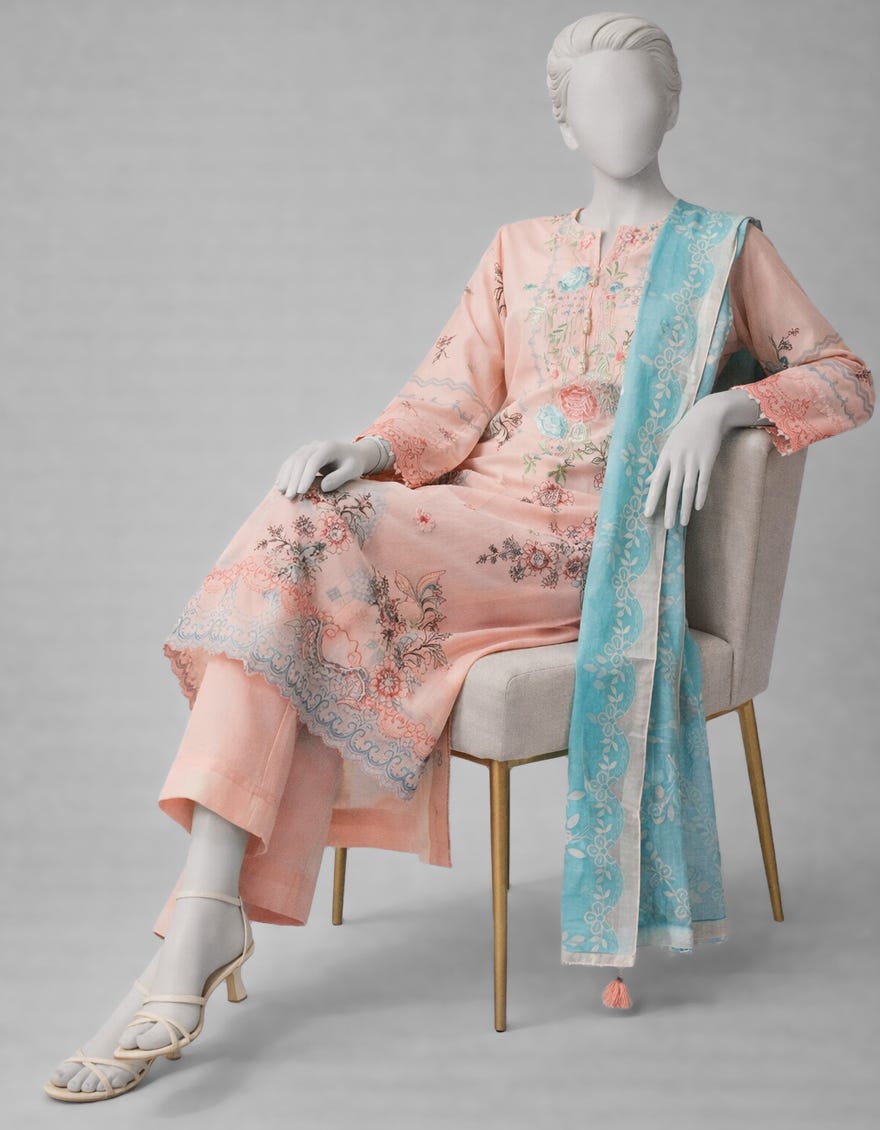 MULTICOLOR LAWN EMBROIDERED UNSTITCHED 3PC