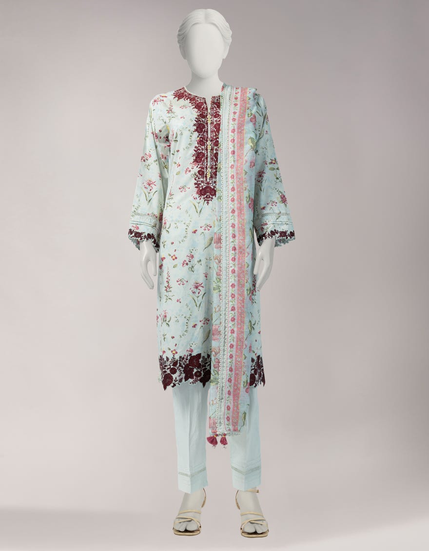 MULTICOLOR LAWN EMBROIDERED UNSTITCHED 3PC
