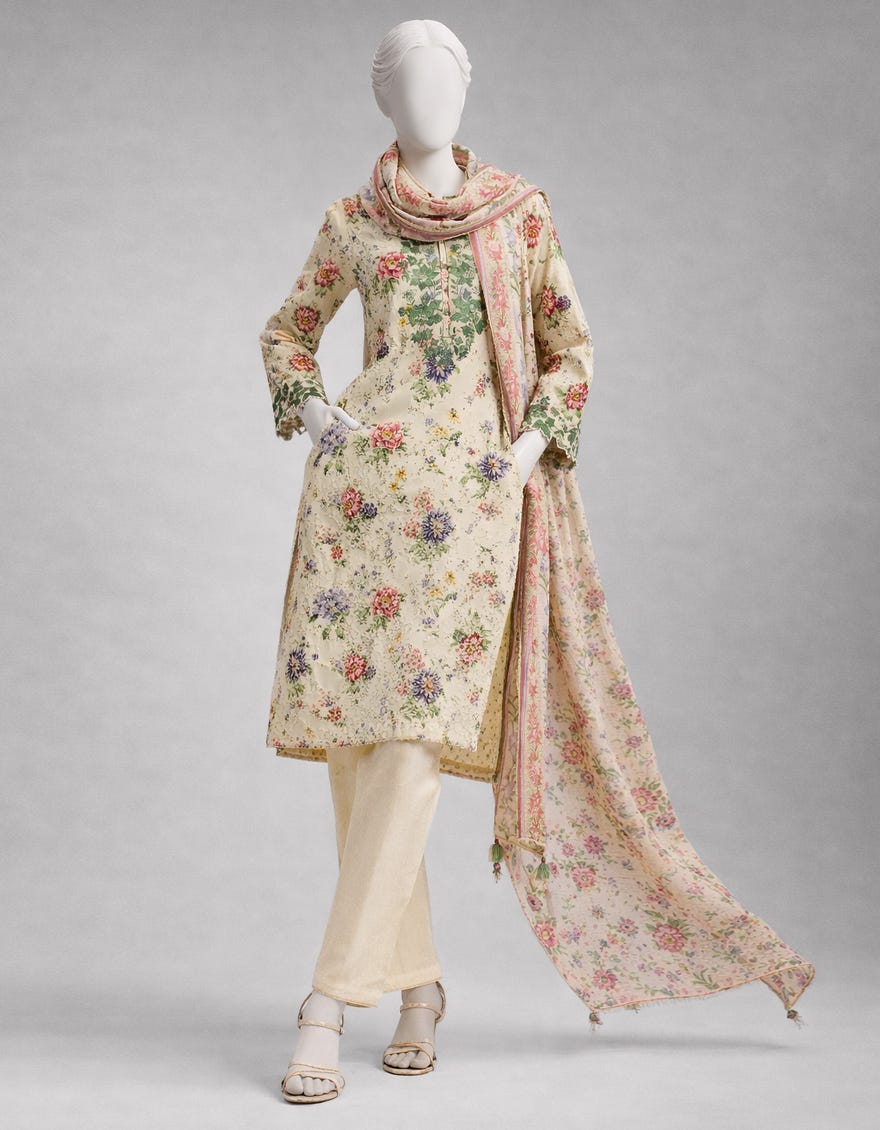 MULTICOLOR LAWN EMBROIDERED UNSTITCHED 3PC