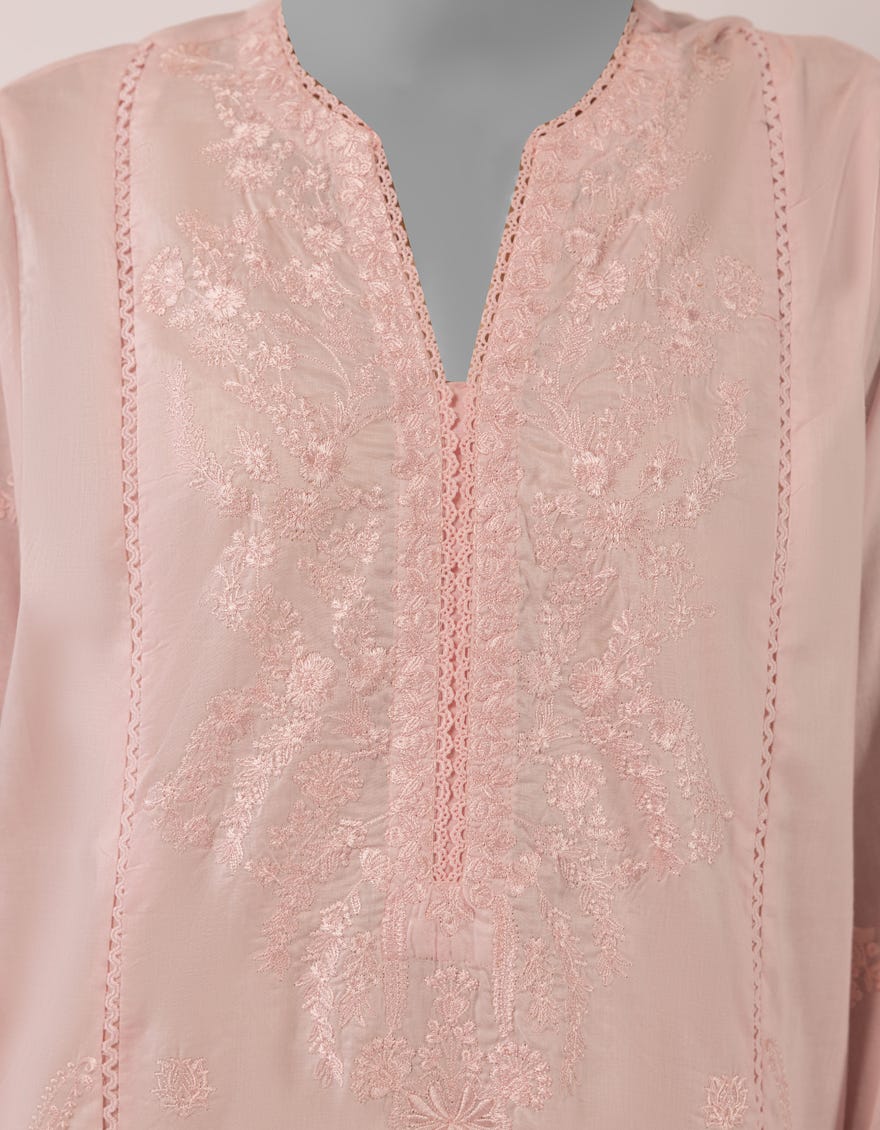 PINK LAWN SCHIFFLI STITCHED 3PC