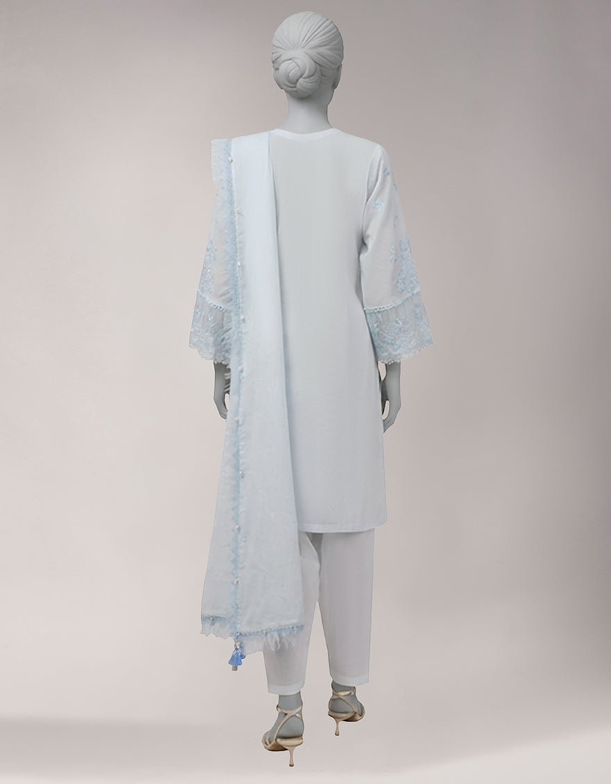 BLUE LAWN SCHIFFLI UNSTITCHED 3PC
