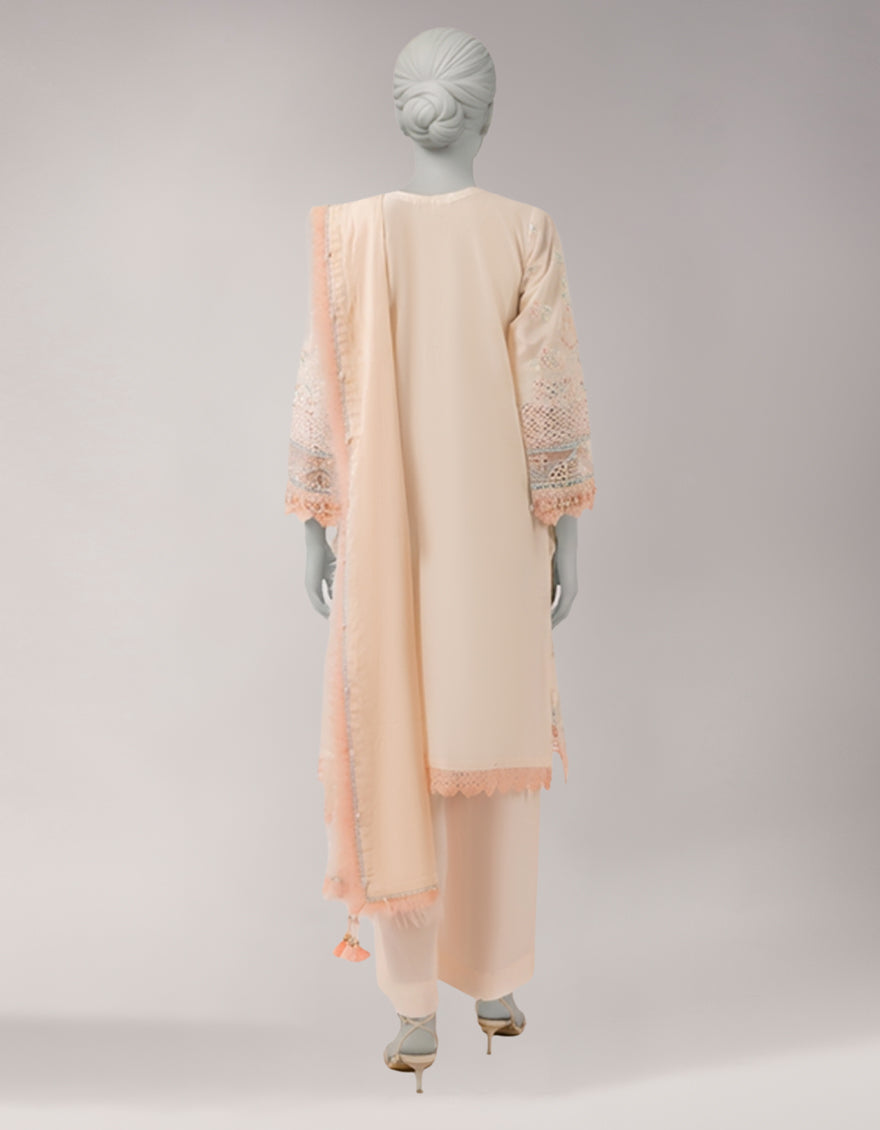PEACH LAWN SCHIFFLI UNSTITCHED 3PC