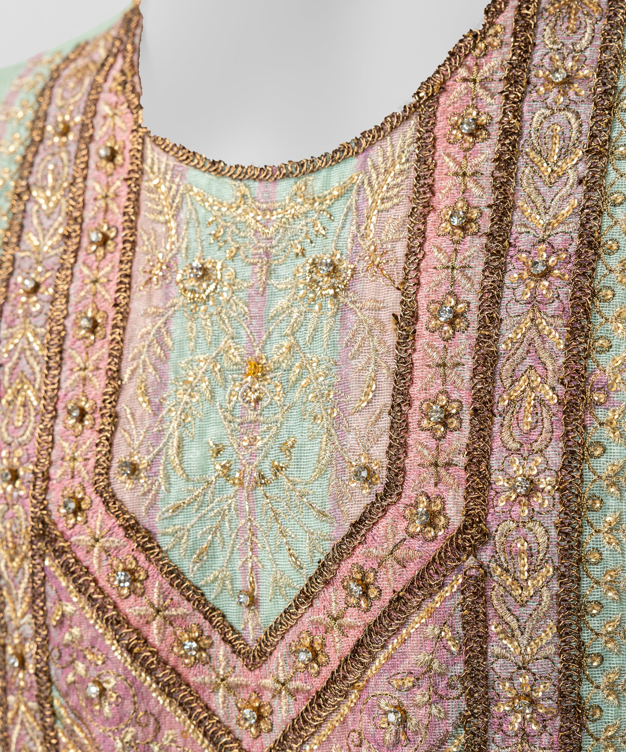 Sea Green Polynet Embroidered Stitched 3Pc