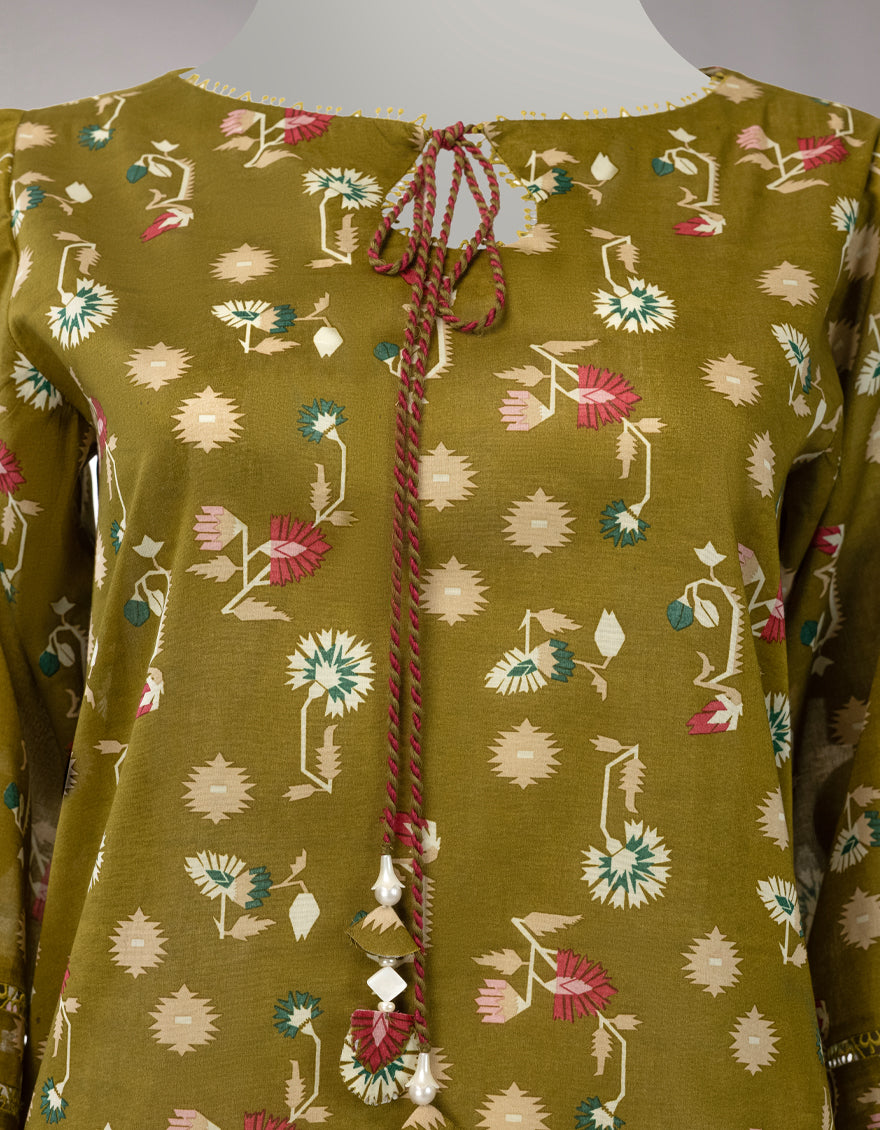 Green Lawn Printed Unstitched 3Pc